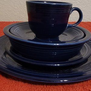 Fiesta Ware Cobalt Blue 5pc Place Setting Vintage Homer Laughlin